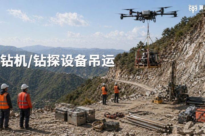 破解山地地质施工搬运困局｜翼启低空重载无人机实现钻机钻探设备山地转运