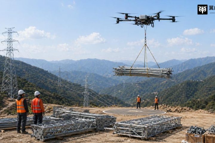 重载无人机打通山区电力基建通道！翼启低空塔材吊运破解输电工程 “最后一公里” 难题